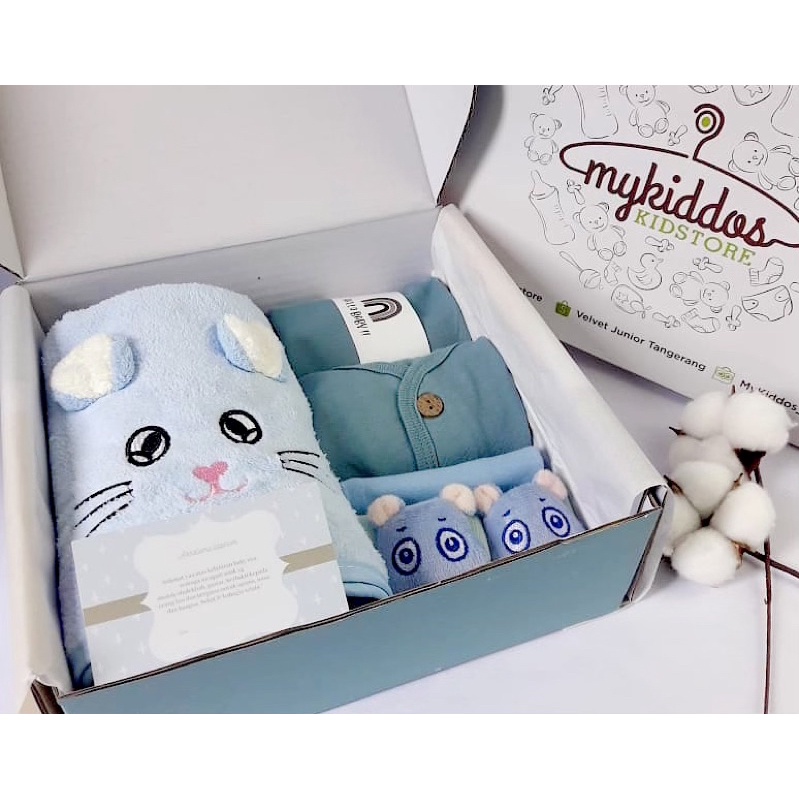 Kado bayi laki laki &amp; perempuan/Gift set lahiran/Hampers bayi murah/Kado baju setelan bayi dan handuk bayi lengkap (Kado bayi baru lahir Libby baby)