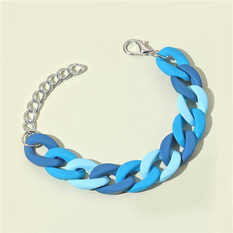 Gelang Rantai Bahan Akrilik Resin Matte Warna-Warni Untuk Wanita