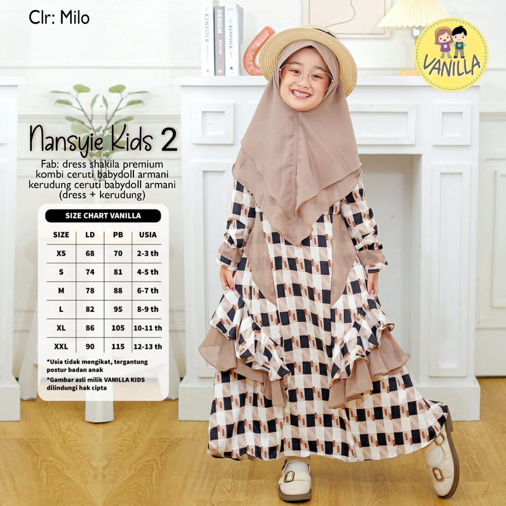 Nansyie Kids Vol 2 By Vanilla | 020325 | Gamis + Jilbab Anak