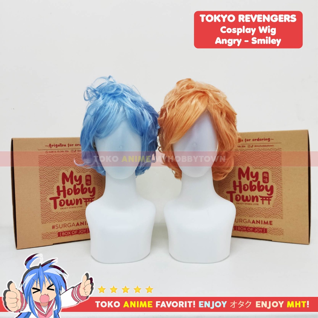 Wig Cosplay Anime Tokyo Revengers : Smiley Kawata Nahoya Orange Tokyo Manji - Rambut Palsu