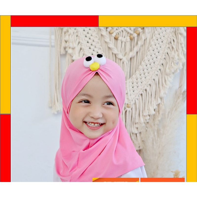 JILBAB ANAK BAYI 0-2 TAHUN LOL LED MUSIK ELMO / HIJAB ANAK BAYI KARAKTER LUCU ELMO