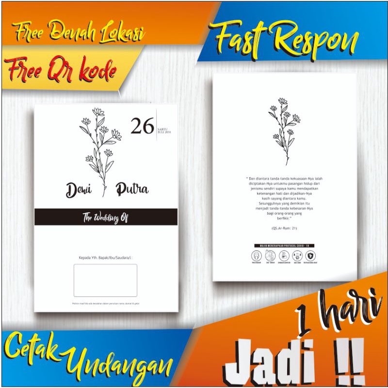 undangan pernikahan / undangan pernikahan elegan / undangan pernikahan aesthetic hitam putih / SU009