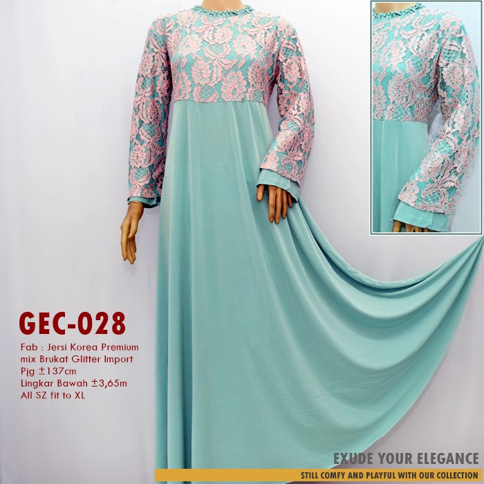 Longdress atau Gamis Pesta bahan Jersey mix Brokat / Brukat