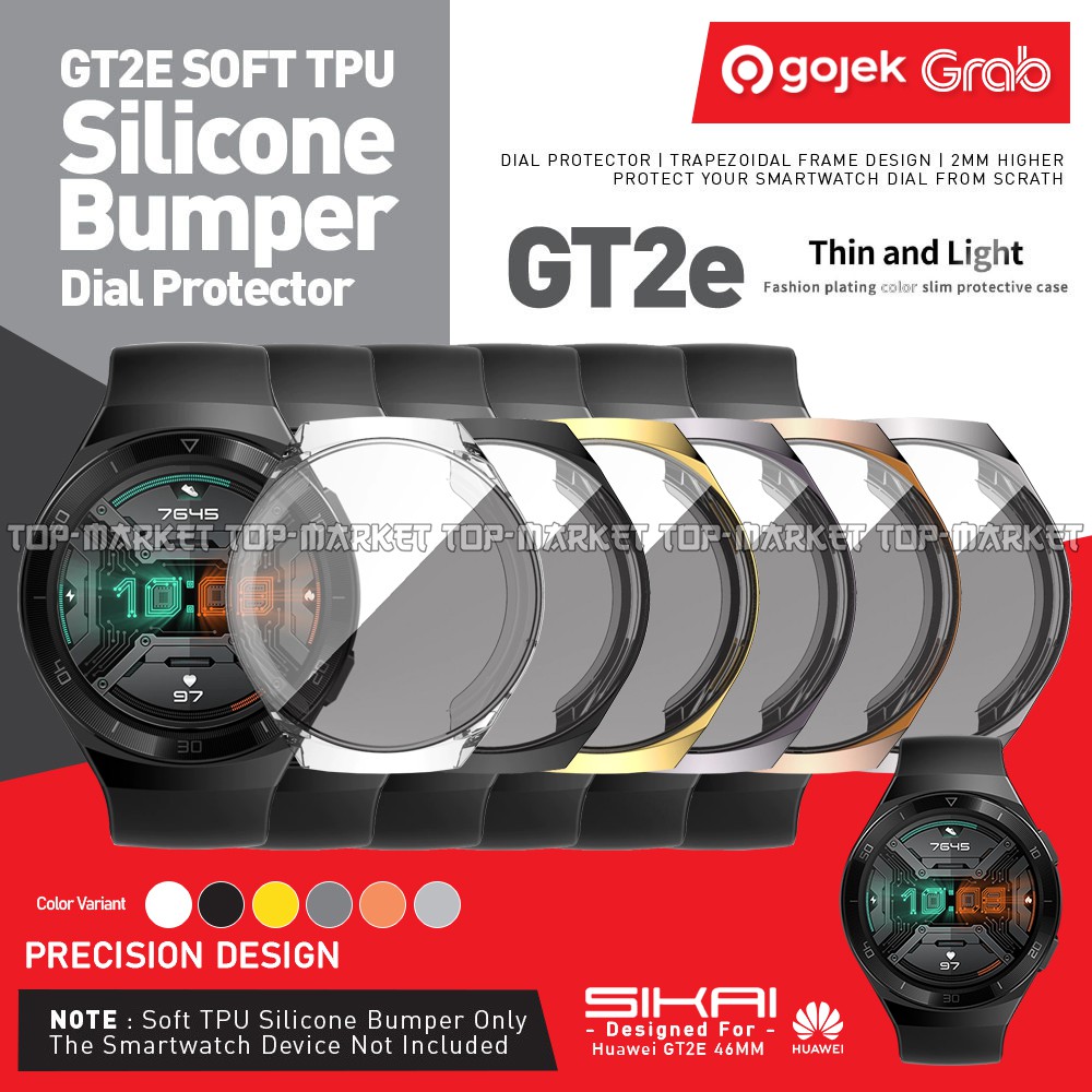 SIKAI Rubber Case Soft TPU Bumper Cover Screen Protector for Huawei Watch GT2E / GT 2e 46MM