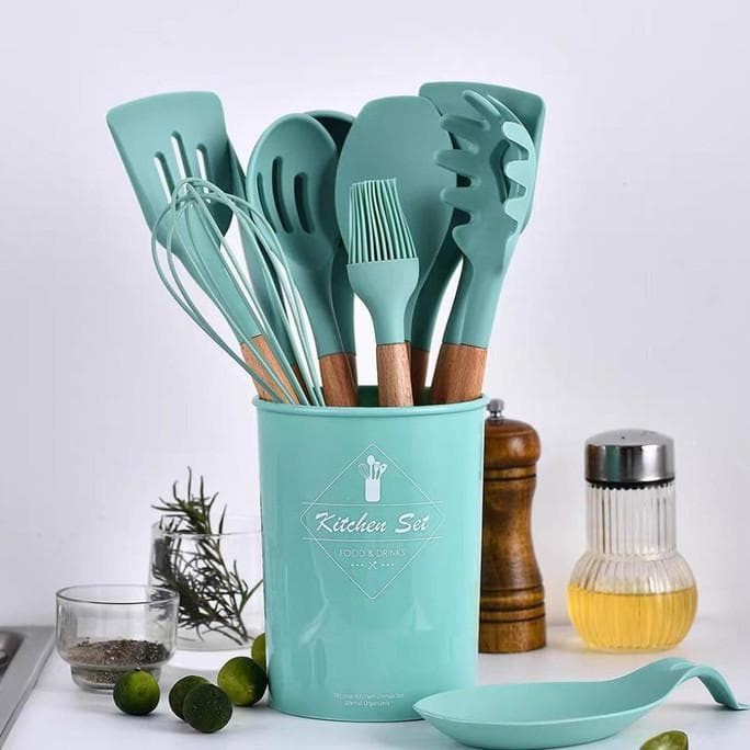 Trend-11 in 1 Silicone Utensil Set 11pcs Peralatan Spatula Silikon Sutil