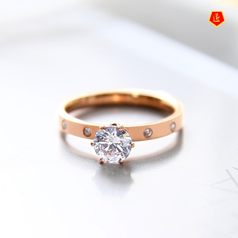 [Ready Stock]Simple New Rose Gold Moissanite Ring