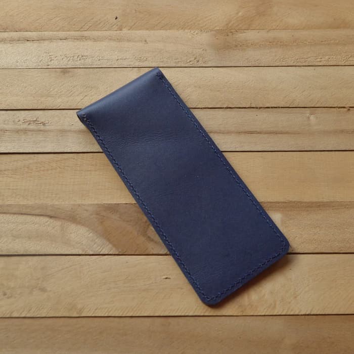 tempat pensil kulit kulit asli warna navi blue pencil case - PHPNS035