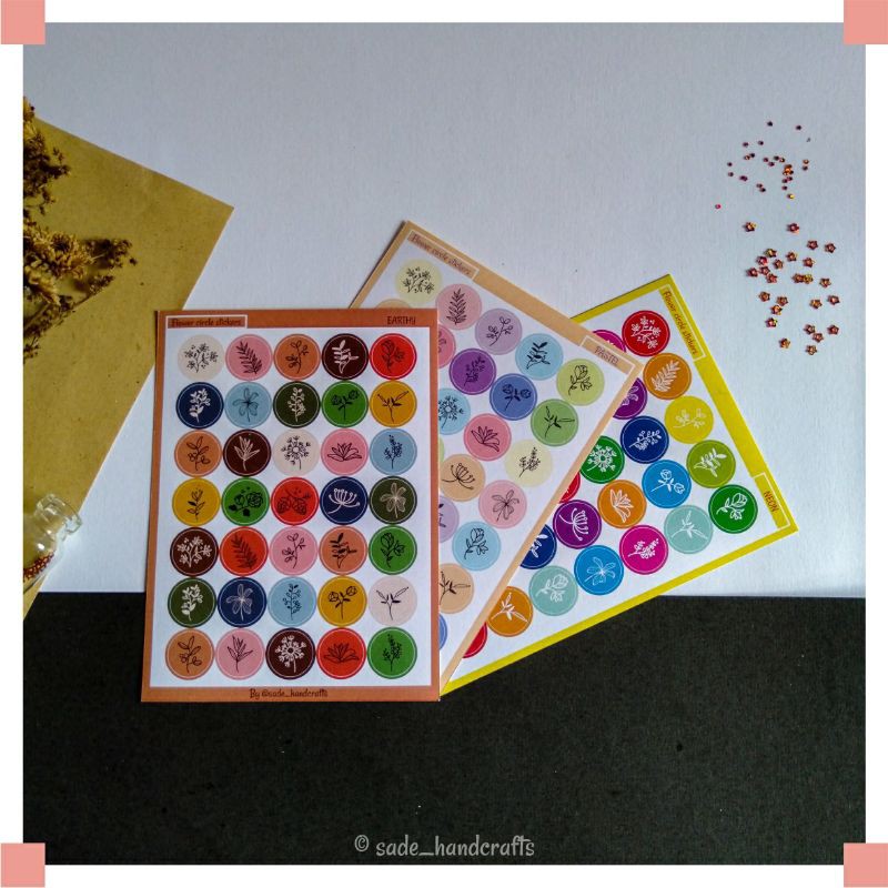 

« BUY 2 GET 1 FREE » Aesthetic stiker / Stiker Deco / Journaling - FLOWER CIRCLE STICKERS