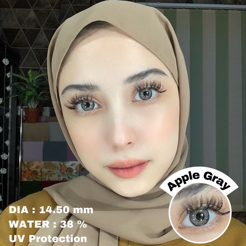 EYEMAZING Softlens - APPLE Gray / Grey / Abu Normal Minus Beda Minus