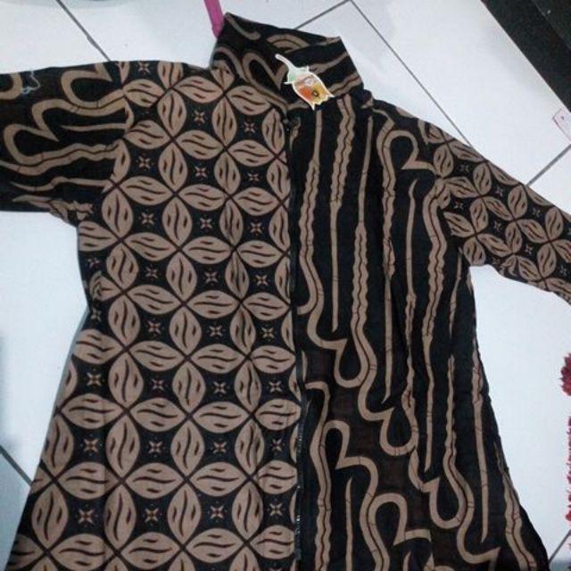Tunik Batik Zipper Seling Genes Parang Kawung Seragam Kantor Jumbo Premium Murah
