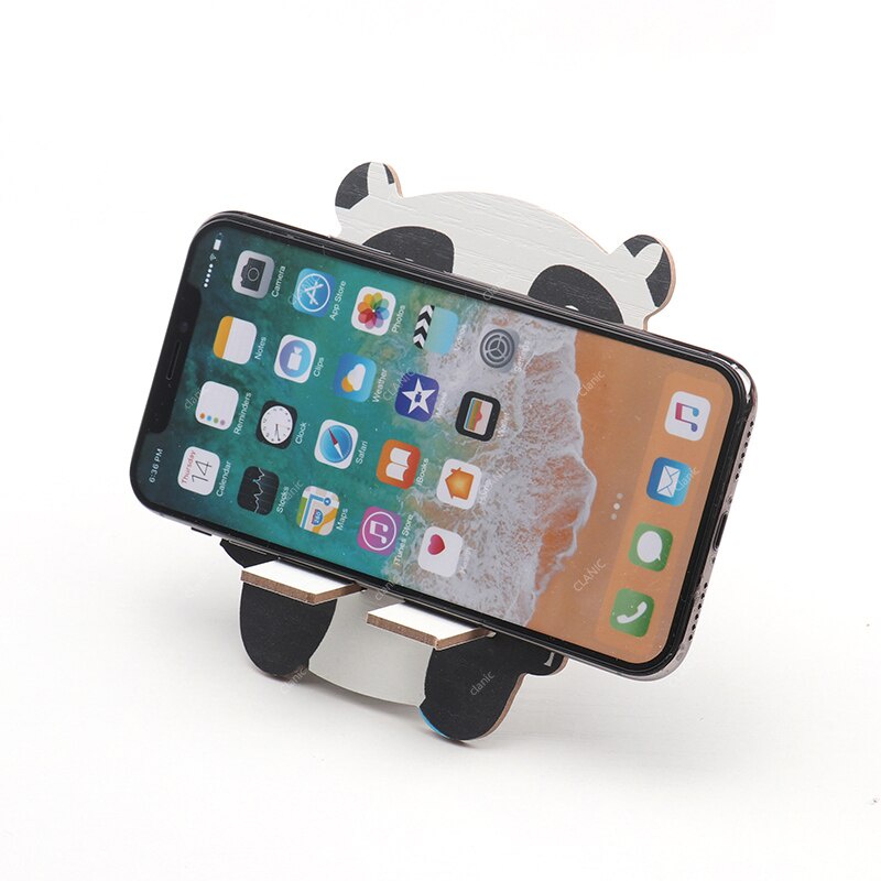 Dudukan Handphone Universal Stand Phone Holder Bahan Kayu Karakter Kartun Lucu Isi 3Pcs