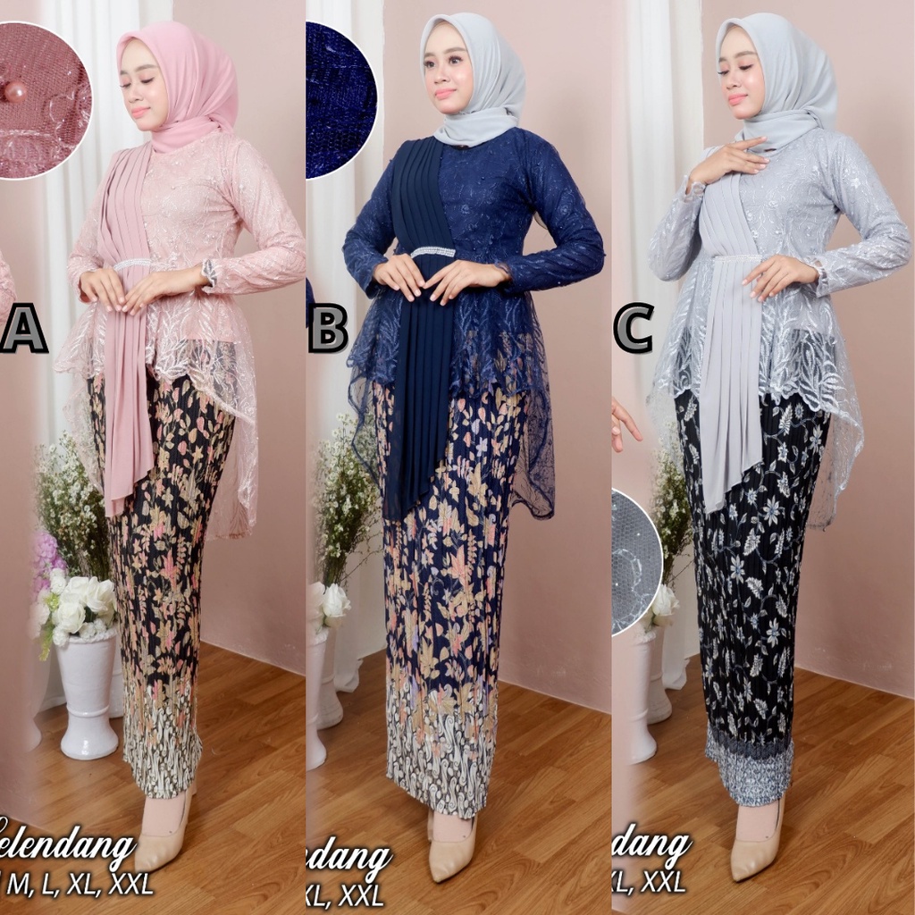 Setelan Kebaya Tulle Selendang Navy Dan Warna Lainnya