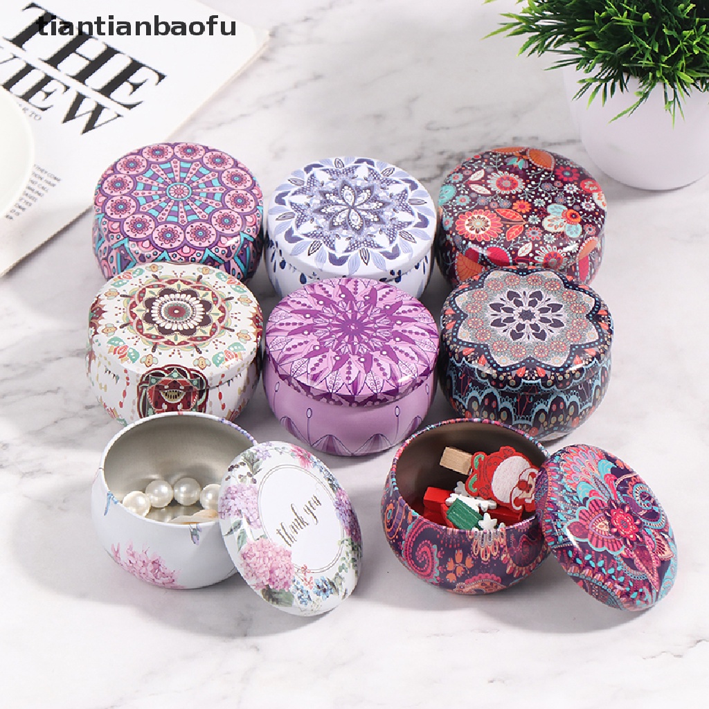 [tiantianbaofu] 2.2OZ Personality Candy Box Drum-shaped Cookie Box Party Supply Tea Pot Tin Box Boutique