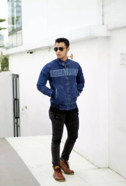 Jaket Jeans Bordiran Dada Roca Fella Pria / Jaket Jeans Distro Pria / Jaket Denim pria / fashion