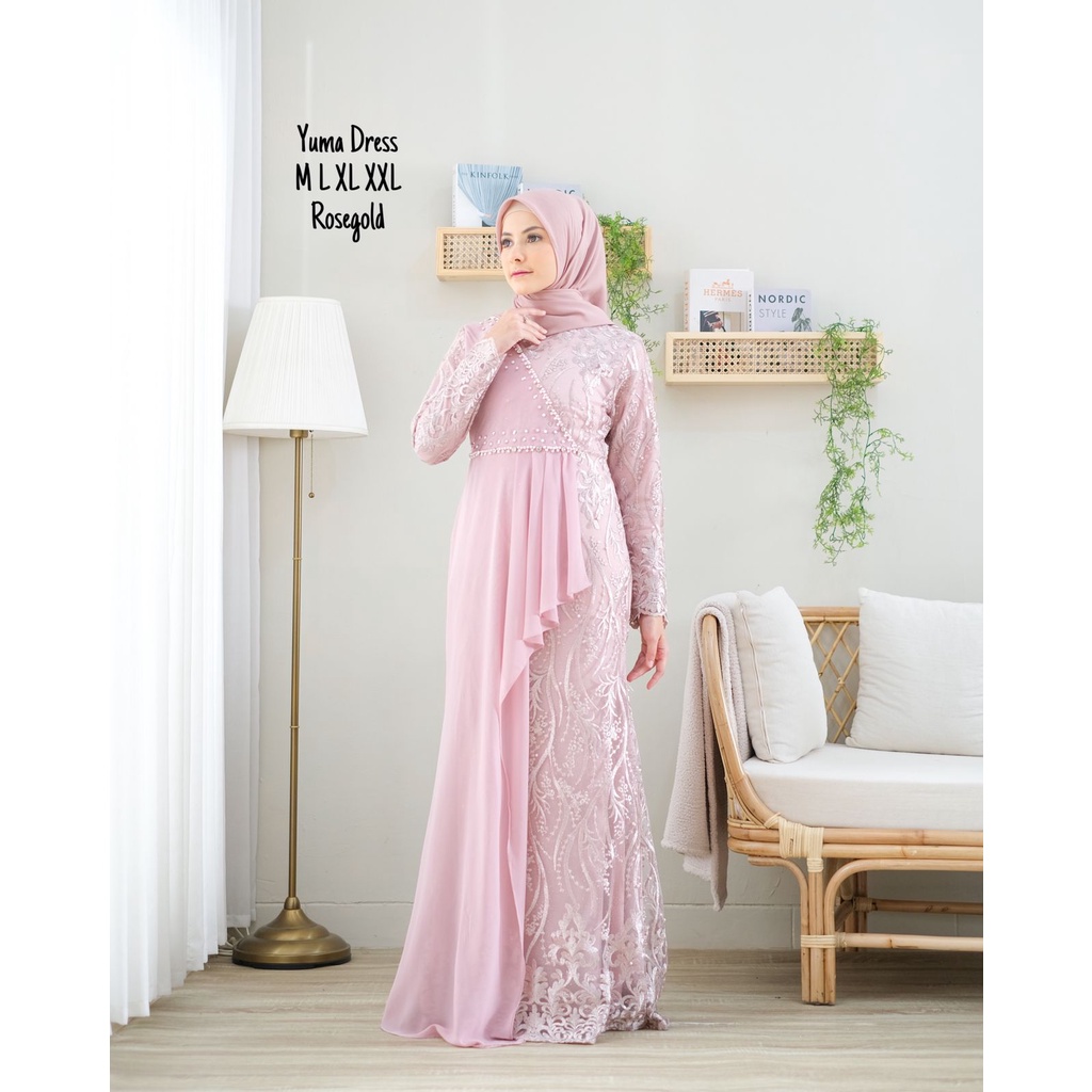 DRESS YUMA / GAMIS TERBARU YUMA DRESS FULL BRUKAT CERUTY BABU DOLL / GAMIS PESTA CERUTY / KEBAYA MODERN ORIGINAL / KEBAYA BRUKAT