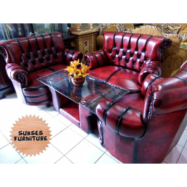 Jual Kursi Sofa Kulit Jaguar Mini Bonus Meja dan Kaca Busa Super Royal