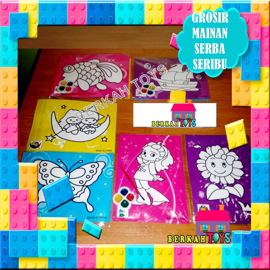 Mewarnai Gambar Dengan Cat Air Anak Sedang Mainan Anak Perempuan Laki Cowo Cewek Toko Grosir Murah