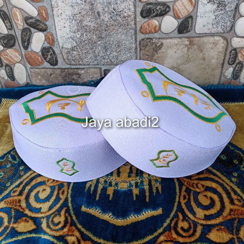 Peci haji songkok peci kopiah TEROMPAH Nabi Muhammad Saw HITAM PUTIH Peci Assagofah Terompa peci mal
