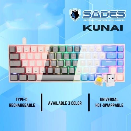 Sades Kunai SK-868 RGB - HOTSWAP Triple Connection Mechanical Keyboard