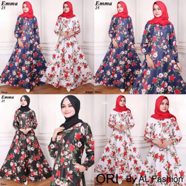 AB agen baju  official gamis  katun maxi emma  busana 