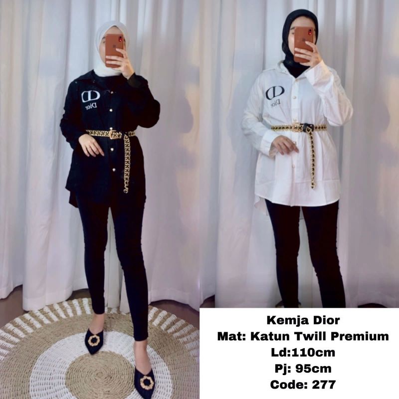Kemeja tunik wanita Dior kwalitas premium