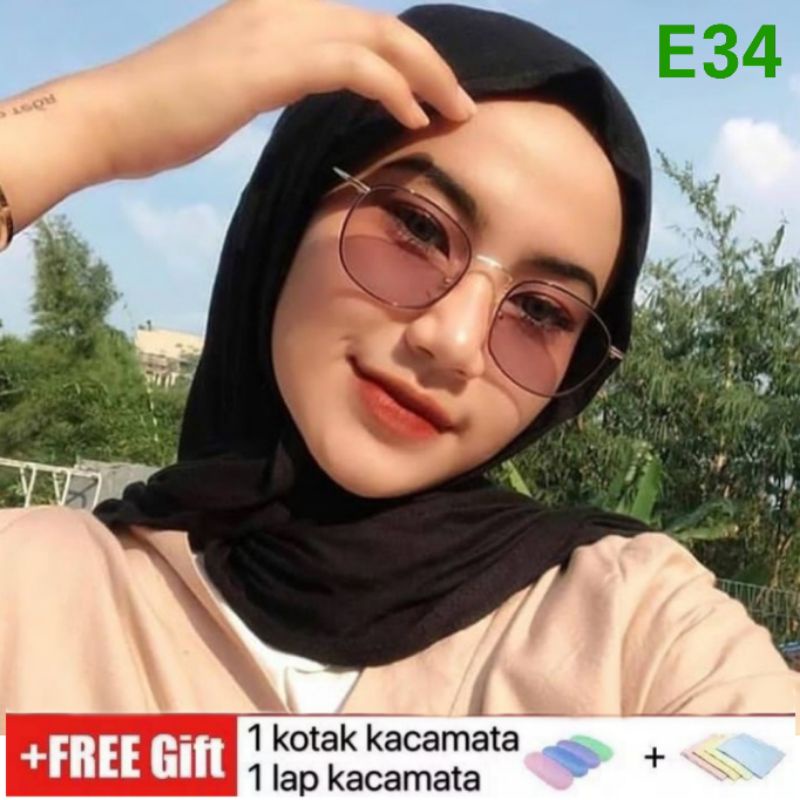 E ( E00034 )TANPA LAP KACAMATA PHOTOCROMIC KOREA OVAL PERSEGI PANJANG TERBARU KEKINIAN + FREE GIFT / HARGA GROSIR