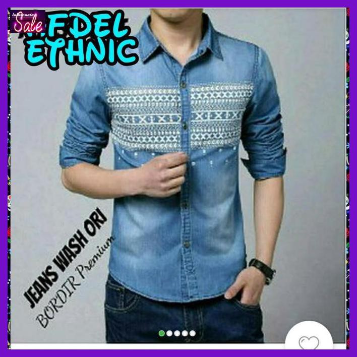 NIMDEKEMEJA- KEMEJA DENIM ETHNIC AFDEL - DARK -ASLIII.