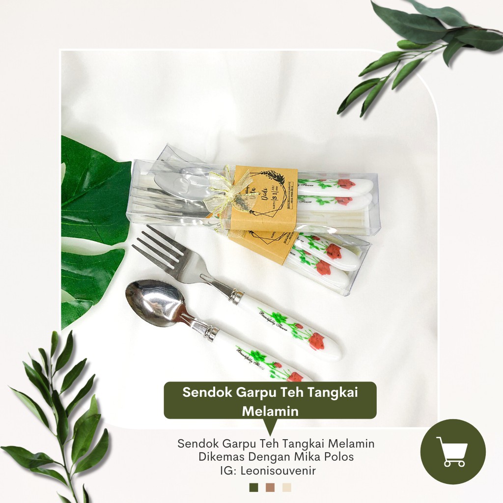 Souvenir Sendok Garpu Teh Tangkai Melamin Kemas Mika Polos