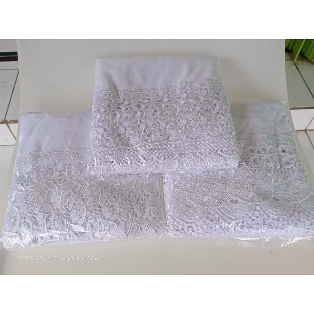 MUKENA RENDA KAIN KATUN SEMI SUTERA LEBARAN MOTIF BORDIR KADO PERNIKAHAN ULANG TAHUN