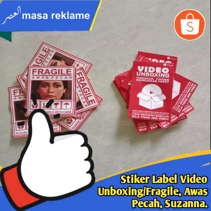 

Label stiker paket Unboxing by Video/Handle with care