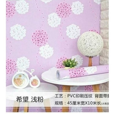 Wallpaper Dandelion Biru dan Pink Panjang 8m 1 roll