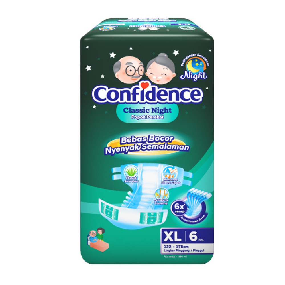 Confidence Classic Night XL6 - Confidence Popok Perekat Classic XL 6