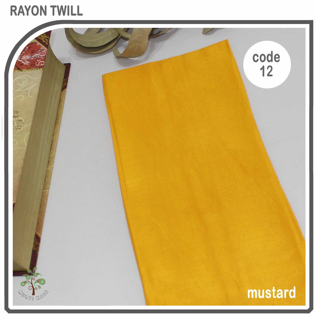 Multi kain rayon twill viscose sakura polos premium quality soft lembut tebal harga eceran-12 mustard