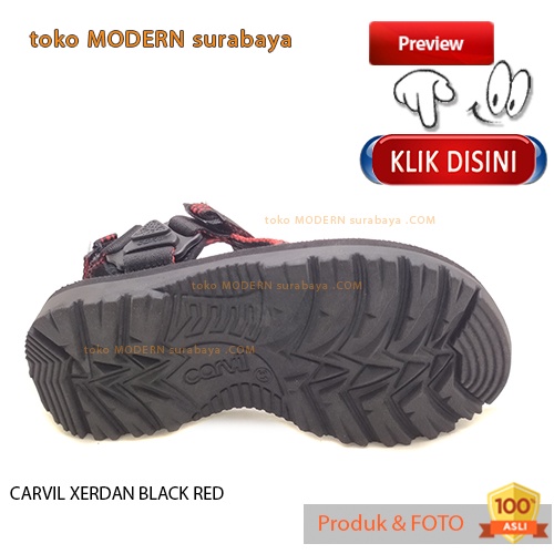 CARVIL XERDAN BLACK RED sandal anak sandal gunung slide spons