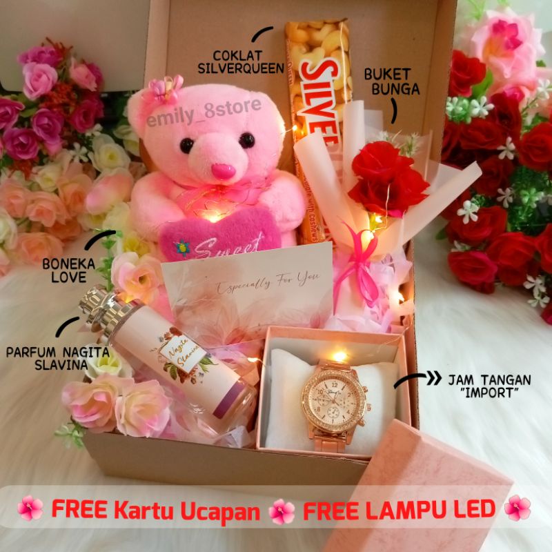 

(Bisa Kirim Hari ini) Hampers Natal | Kado Valentine Hadiah Ulang tahun cewek GiftBox hadiah boneka jam tangan parfum coklat Silverqueen buket bunga buket uang money cake buket wisuda Hamper Jakarta kado ultah Jakarta kado anniversary hadiah wedding