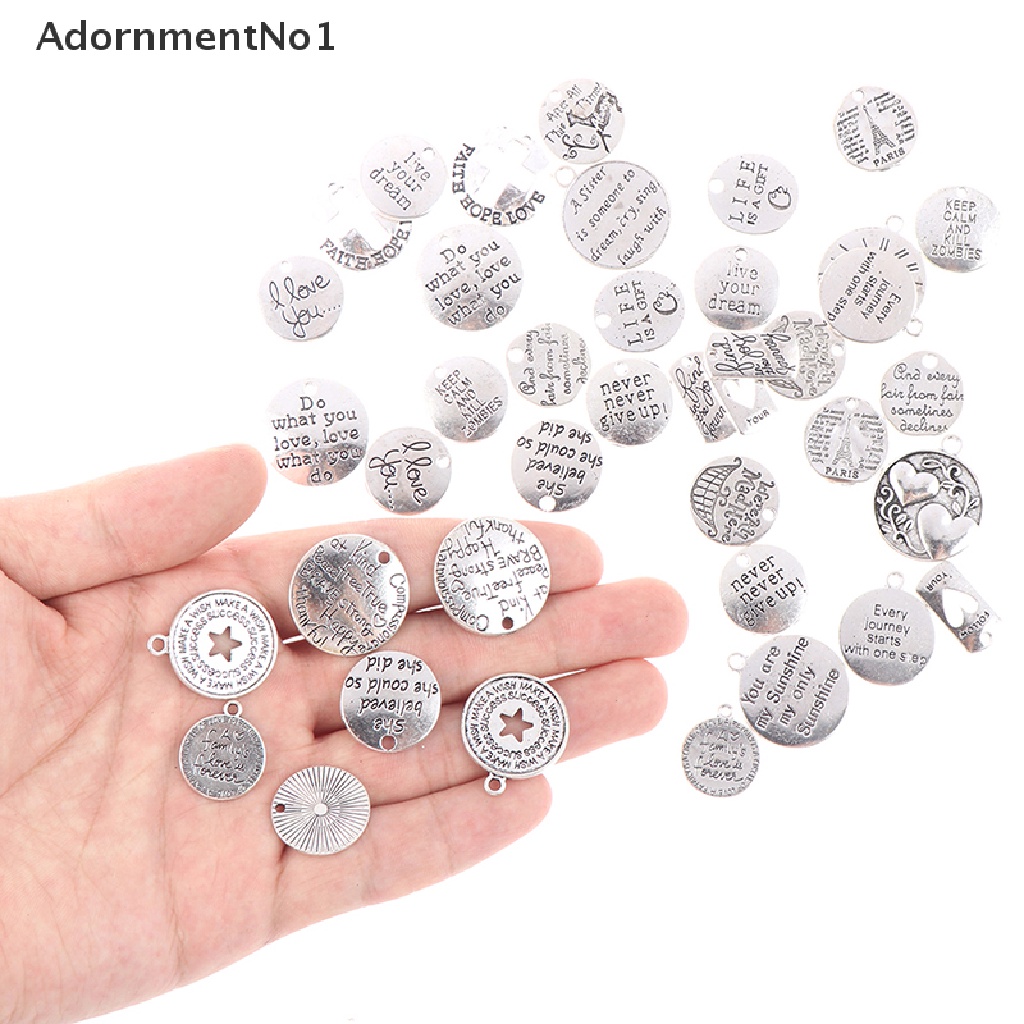 (AdornmentNo1) 20 / 60pcs / Set Liontin Motif Ukiran Tulisan Inspirasi Untuk Membuat Perhiasan DIY