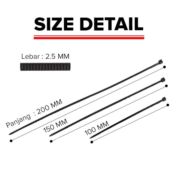 Kabel Ties uk 3.6x250 mm Kenmaster Nylon Cable Tie - Pengikat Kabel