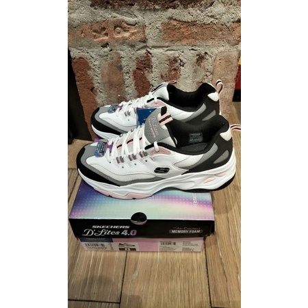 SKECHERS WANITA SN149492 WHITE BLACK PINK D'LITES 4.0-FRESH DIVA