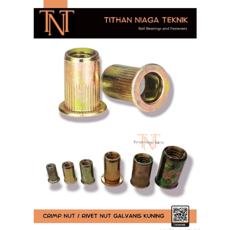 Jual M3 drat 0.5 crimp nut galvanis kuning rivet nut M3x0.5 mur tanam
