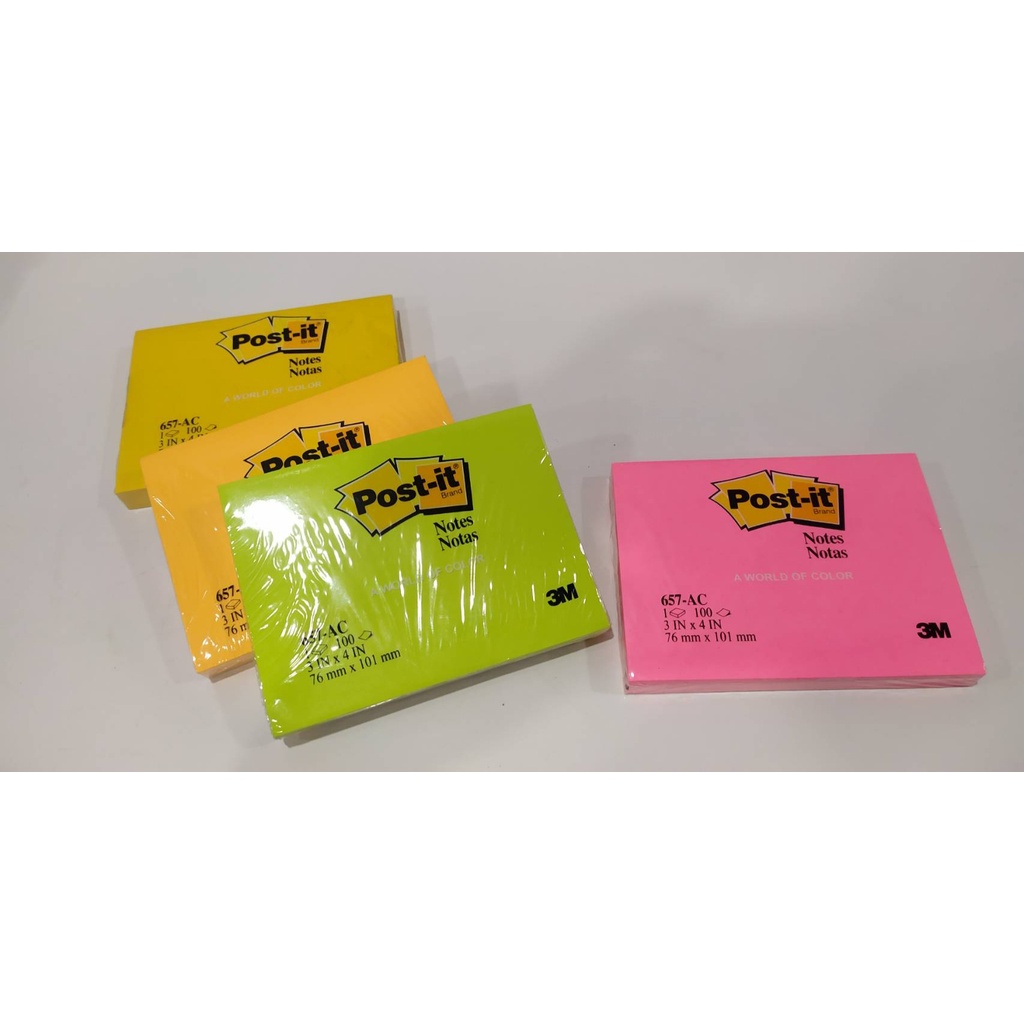 

Sticky Notes / Memo Tempel Post It 3M 1 Warna 76 mm x 101 mm Warna Neon