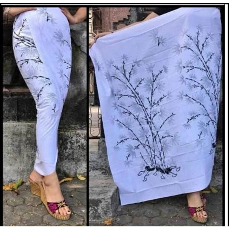 Kamen Katun Batik Putih Lembaran