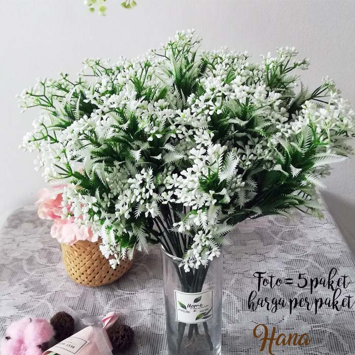 Daun rumput plastik dekorasi/rumput artificial/bunga plastik/bunga fern putih artificial