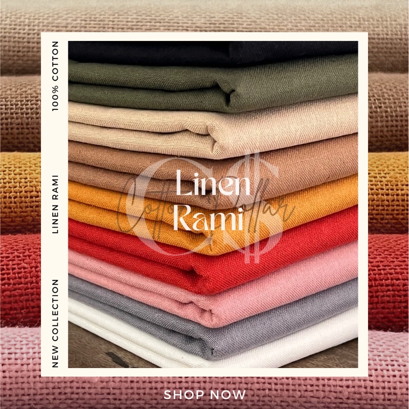 Kain Linen Rami Murah berkualitas Katun Rami per Setengah Meter cocok untuk Kemeja Rok Celana ready stock