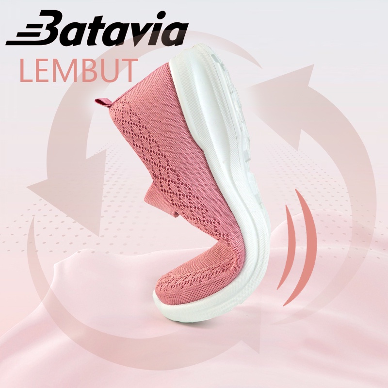 （COD）Batavia new fashion bernapas sepatu murah sepatu wanita sepatu permium sepatu flat rajut sepatu ibu A162 A166