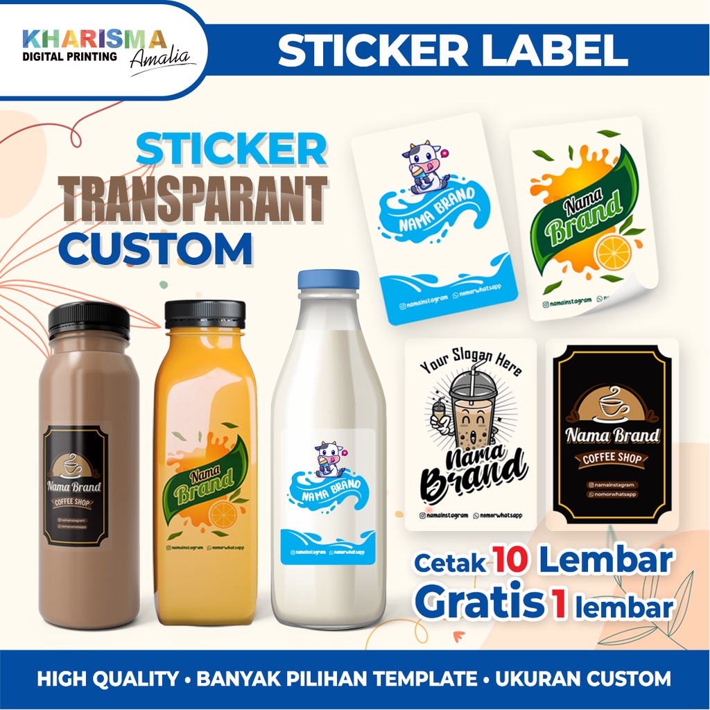 

CETAK STICKER TRANSPARAN CUTTING A3+ STIKER MINUMAN KISS CUT GRATIS DESIGN