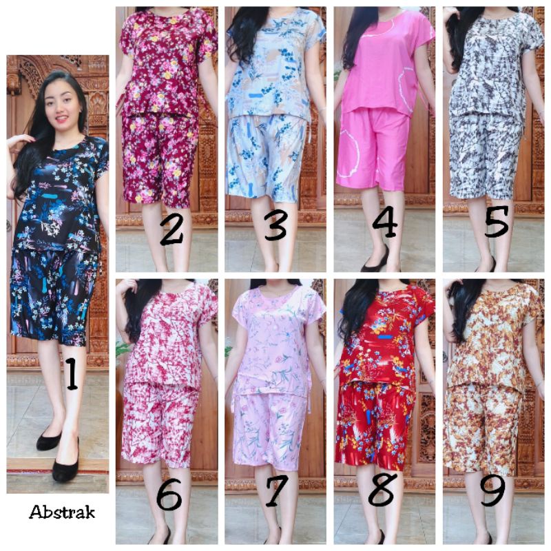 Setelan Bali Motif Kembang Sepatu Celana Pendek