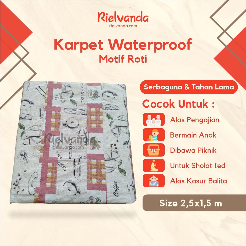 Karpet Waterproof Motif Roti Lipat Alas Anti Air Plastik Kamar Mandi Dapur Kitchen Aesthetic Estetik