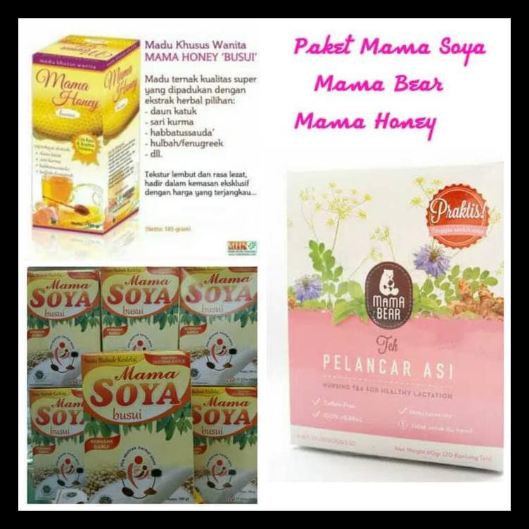 [[Bayar Ditempat]] Paket Mama Soya, Mama Honey Dan Mama Bear Teh Celup Pelancar Asi Bermutu