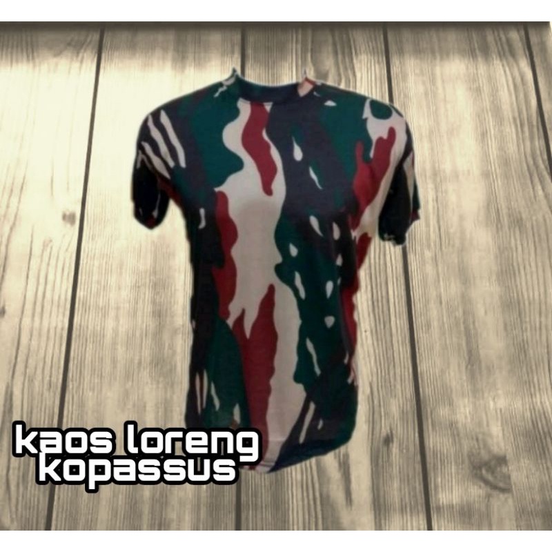 kaos loreng pendek kopassus