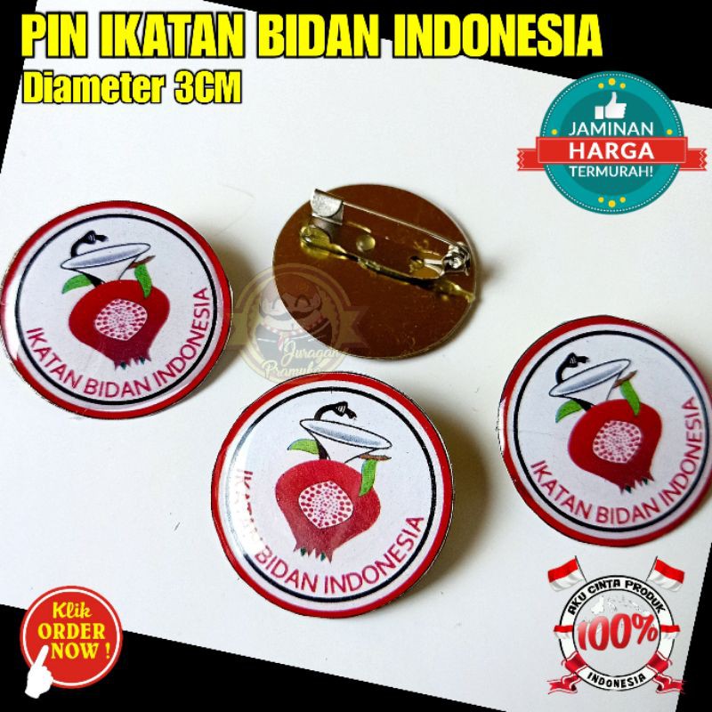 PIN IBI IKATAN BIDAN INDONESIA MOTIF BULAT 3Cm